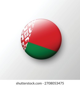 A shiny 3D Belarus flag button with its red and green fields and traditional decorative pattern. Great for cultural, historical, and national themes.