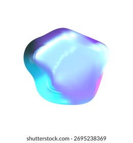 Blob 3D brilhante no estilo Y2K metálico. Luz cromada brilhante e movimento líquido definem um design fluido de bolha cromada 3D.