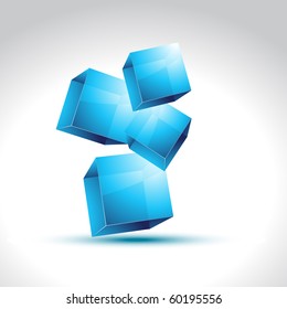 Shiny 3d blue box design vector