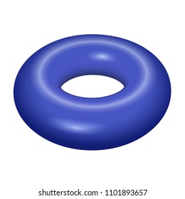 Shiny 3d blue ring on a white background, vector isolated
