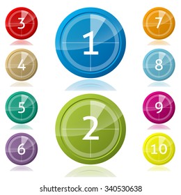 Shiny 3d buttons with countdown pie and numbers