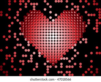 Shiny 3D Dots Red Heart. Editable Vector Image