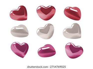 Shiny 3D Heart Shape Icon Pack for Valentine’s Day