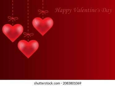 Shiny 3d hearts. Valentine romantic background. Illustration of love and romance heart greetings card for Happy Valentine's Day.Vector illustration.