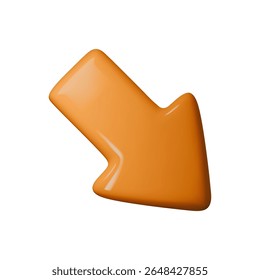 Shiny 3D orange arrow vector illustration, perfect for business presentations, infographics, and web designs. Trendy, glossy, and eye-catching element for creative projects.