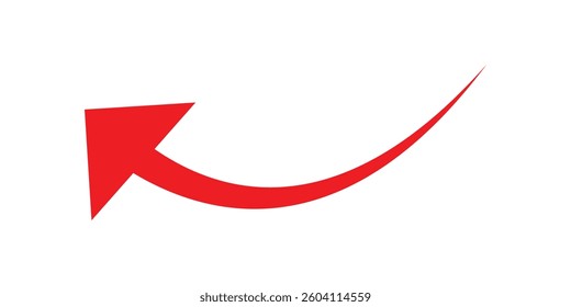 shiny 3d red curved arrow sign symbol isolated on a black background cursor web element curve