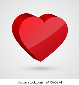 Shiny 3d red heart. Vector illustration.