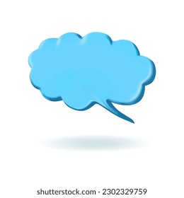 Shiny 3D render retro speech bubble in trendy colors, cloud shape, shadow below. Word, thought, whisper, emotion, conversation balloon for comics, comments, stickers, articles, websites etc.