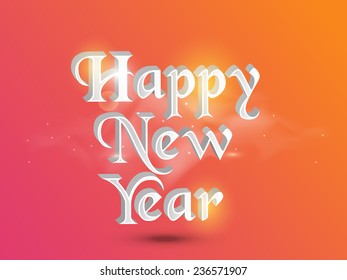 Shiny 3D text Happy New Year on colorful background, can be used as poster or banner design.