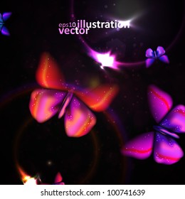 Shiny abstract butterfly, futuristic colorful vector illustration eps10