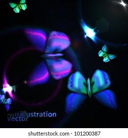 Shiny abstract butterfly, futuristic colorful vector illustration eps10