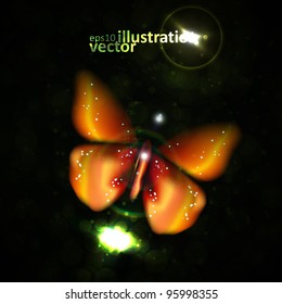 Shiny abstract butterfly, futuristic colorful vector illustration eps10