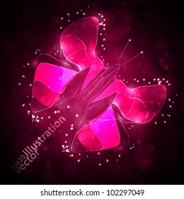 Shiny abstract butterfly, futuristic wave vector illustration eps10