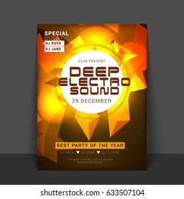 Shiny abstract design decorated, Flyer, Template or Banner layout for Music Party celebration.