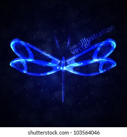 Shiny abstract dragonfly, futuristic colorful vector illustration eps10