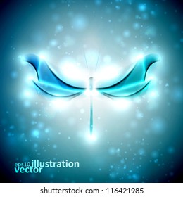 Shiny abstract dragonfly, futuristic colorful vector illustration eps10