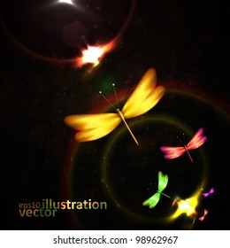 Shiny abstract dragonfly, futuristic colorful vector illustration eps10