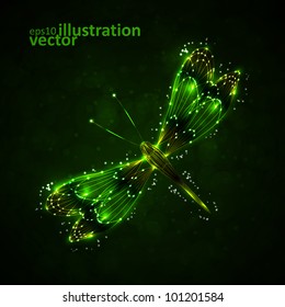 Shiny abstract dragonfly, technology energy vector illustration eps10