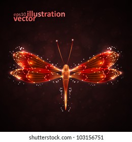 Shiny abstract dragonfly, technology energy vector illustration eps10