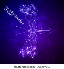 Shiny abstract dragonfly, technology energy vector illustration eps10