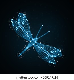 Shiny abstract dragonfly, technology energy vector illustration eps10