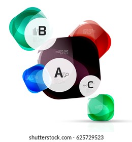 Elementos abstratos brilhantes. Plano de fundo de modelo de vetor para layout de fluxo de trabalho de impressão, diagrama, opções de número ou faixa de design da Web