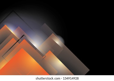 Shiny abstract squares on dark background