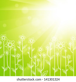 Shiny Abstract Summer Meadow With Flowers
