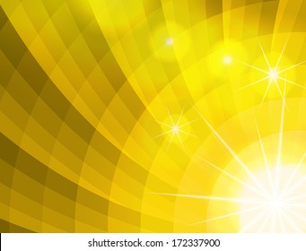 Shiny abstract twirl background in yellow color. 