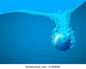 Shiny air bubble under water.  Vector art.
