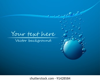 Shiny air bubble under water.  Vector art.