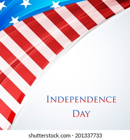 Shiny American Flag on grey background for 4th of July, American Independence Day celebrations. 