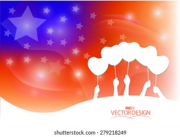 Shiny American national flag waving for Fourth of 7 July, Independence Day celebrations. 