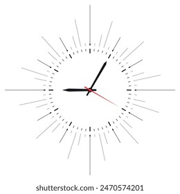 concepto de reloj analógico brillante. concepto de reloj analógico delgado sobre fondo blanco. símbolo de reloj analógico y ligero