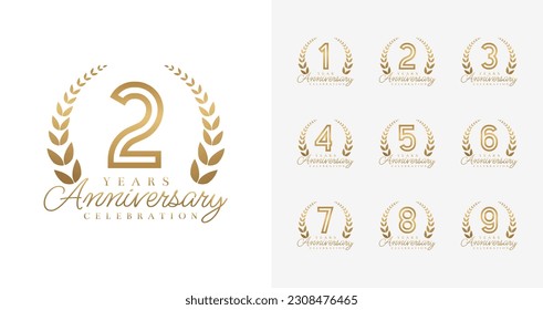 Shiny anniversary logo collections. Number for birthday event or invitation card. Luxury celebration year symbol