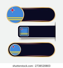 Shiny Aruba Flag Banners Set