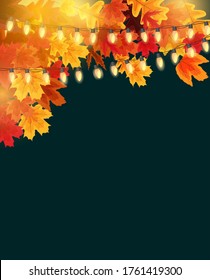 Shiny Autumn Leaves Banner Background. Vector Illustration EPS10