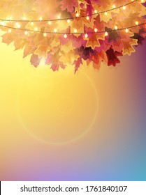 Shiny Autumn Leaves Banner Background. Vector Illustration EPS10