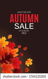 Shiny Autumn Leaves Sale Banner. Business Discount Card. Vector Illustration EPS10
