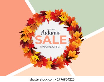 Shiny Autumn Leaves Sale Banner. Vector Illustration EPS10