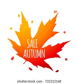 Shiny Autumn Leaves Sale Banner. Business Discount Card. Vector Illustration EPS10