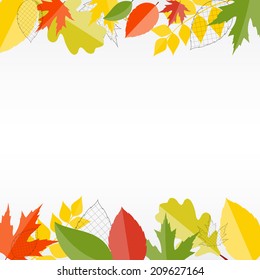 Shiny Autumn Natural Leaves Background. Vector Illustration 