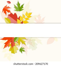 Shiny Autumn Natural Leaves Background. Vector Illustration 
