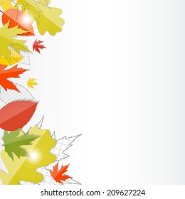 Shiny Autumn Natural Leaves Background. Vector Illustration 
