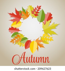 Shiny Autumn Natural Leaves Background. Vector Illustration