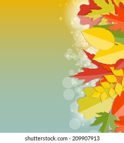 Shiny Autumn Natural Leaves Background. Vector Illustration 