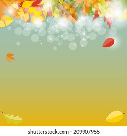 Shiny Autumn Natural Leaves Background. Vector Illustration. EPS10