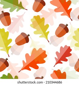 Shiny Autumn Natural Leaves Seamless Pattern Background. Vector Illustration