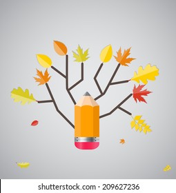 Shiny Autumn Natural Tree Background. Vector Illustration. EPS10