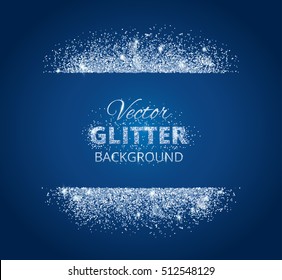 Shiny Background With Glitter Frame And Space For Text. Vector Glitter Decoration, Snow Border. Great For Christmas And Birthday Cards, Wedding Invitation, Party Posters And Flyers. 